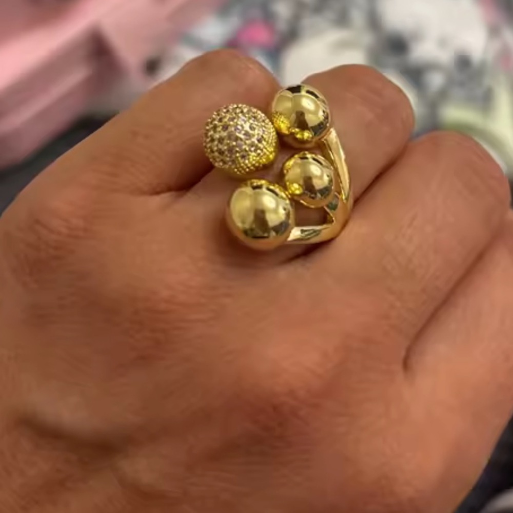 Ball Gold Multi-Sphere Pav Ring - image 7